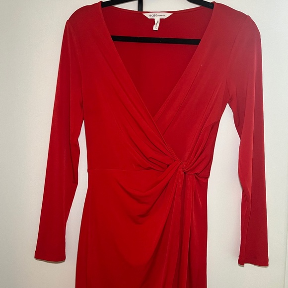 BCBG Classic Long Sleeve Red Dress - Picture 2 of 5